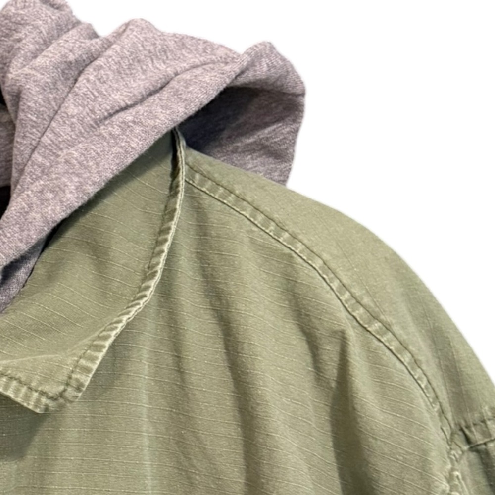 Aeropostale Men's Hooded Shacket Jacket Olive Flannel Lined Quilted Size 2X - Picture 5 of 8